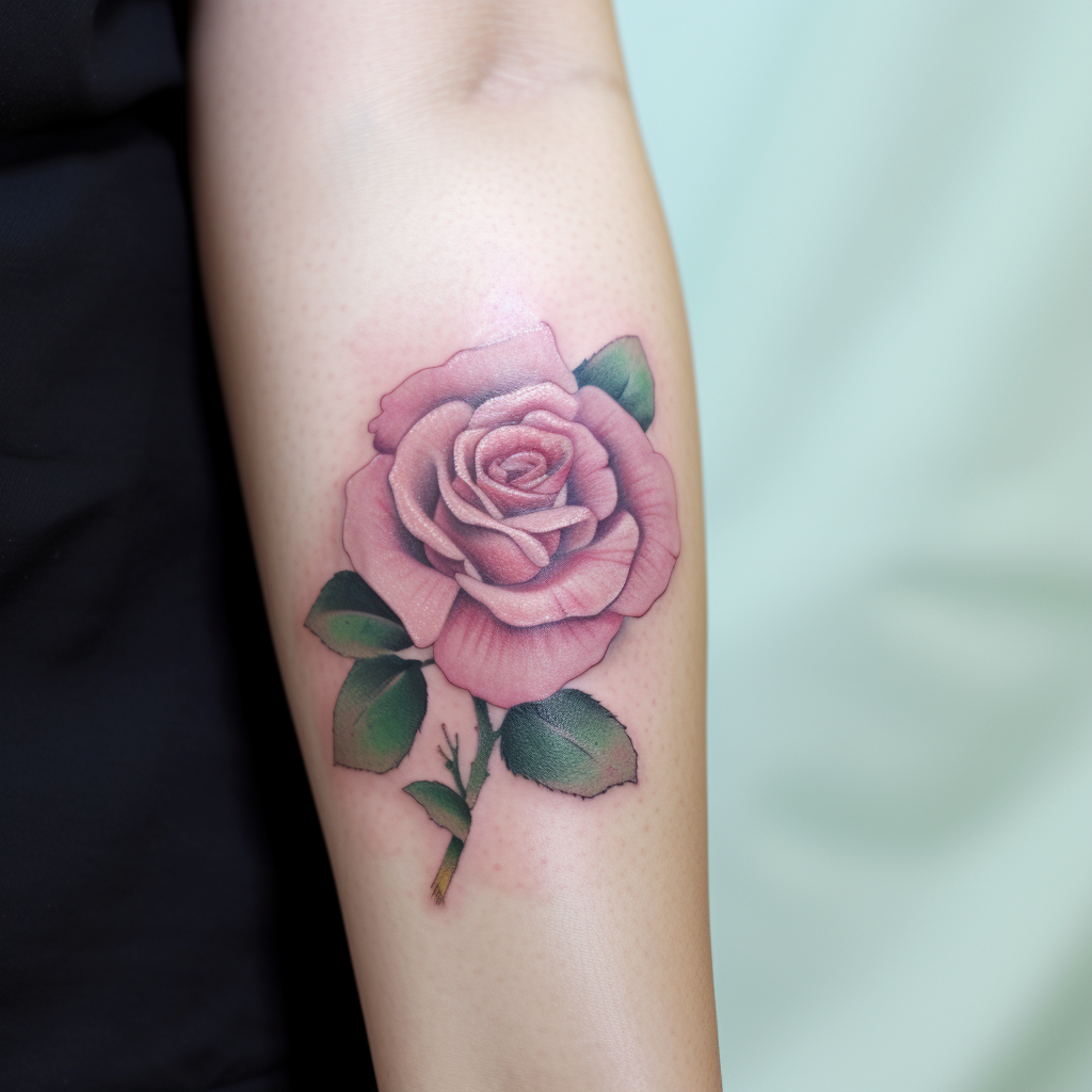 różowa róża tatuaż