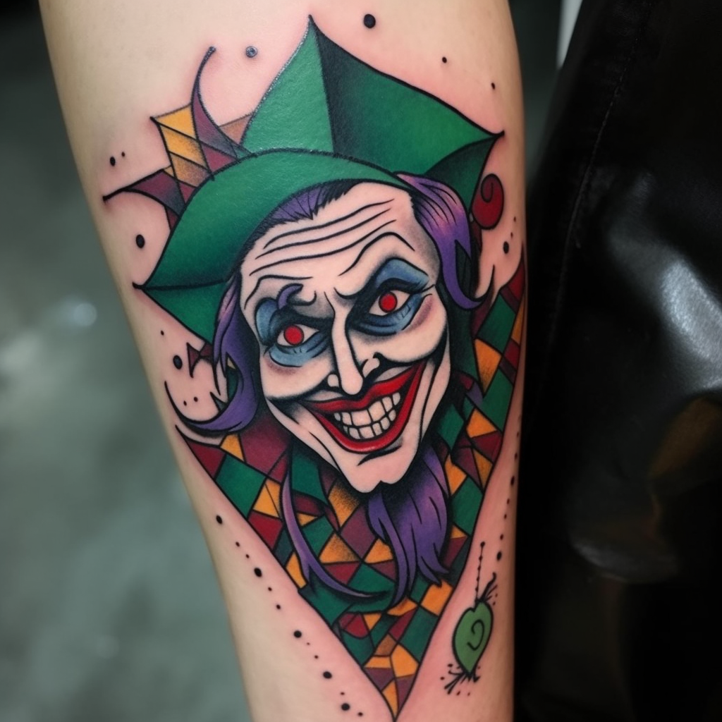 Tatuaż joker w stylu tradycyjnym